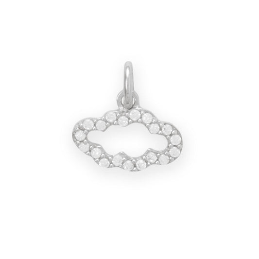 Dainty Rhodium Plated CZ Cloud Outline Charm