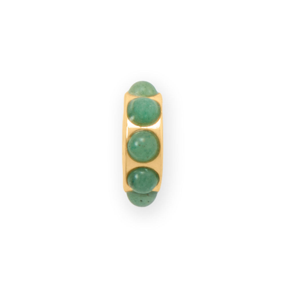 14 Karat Gold Plated Green Aventurine Wheel Bead Charm