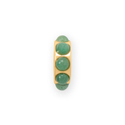14 Karat Gold Plated Green Aventurine Wheel Bead Charm