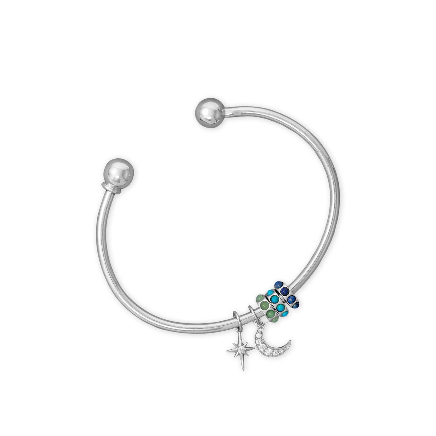 Dainty Rhodium Plated CZ Crescent Moon Charm