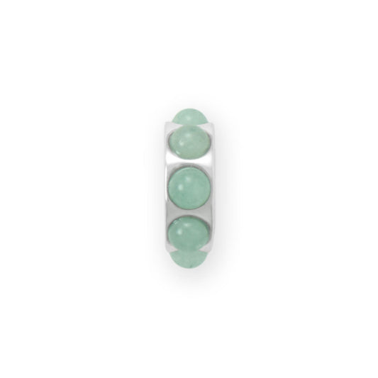 Rhodium Plated Green Aventurine Wheel Bead Charm
