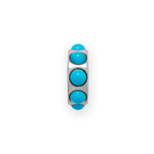 Rhodium Plated Imitation Turquoise Wheel Bead Charm