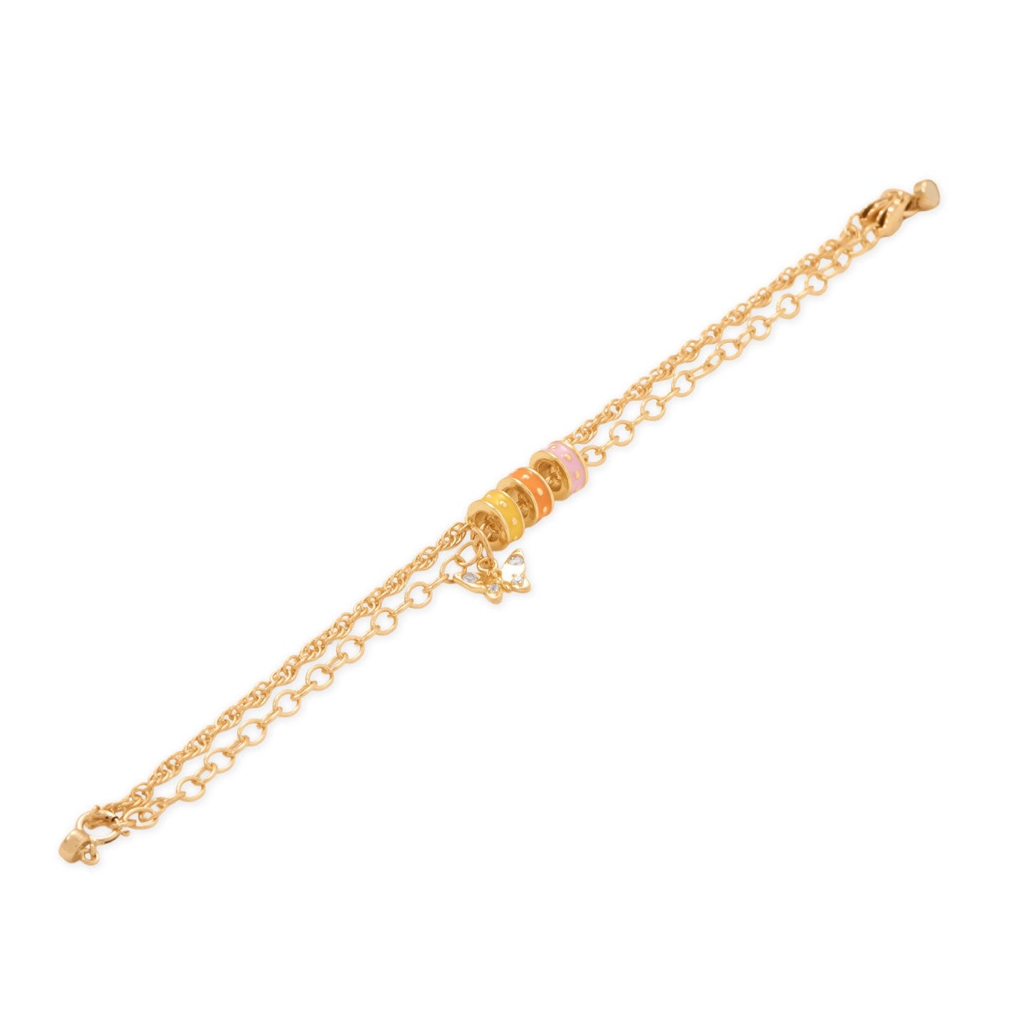 14 Karat Gold Plated Yellow Enamel Inlay Dotted Wheel Bead Charm