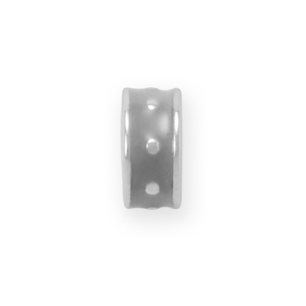 Rhodium Plated Grey Enamel Inlay Dotted Wheel Bead Charm