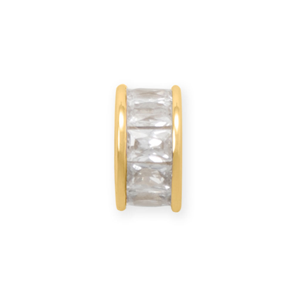 14 Karat Gold Plated CZ Birthstone Wheel Bead Charms (January-December)