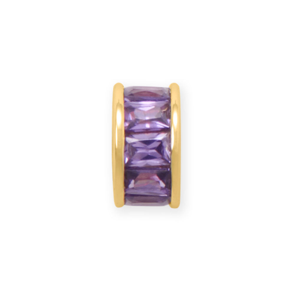 14 Karat Gold Plated CZ Birthstone Wheel Bead Charms (January-December)