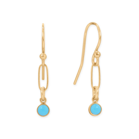 14/20 Gold Filled Imitation Turquoise Link Drop Earrings