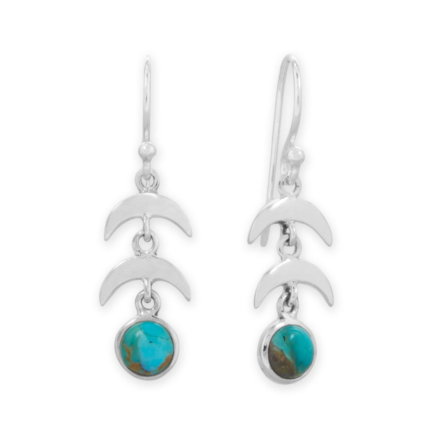 Turquoise Crescent Drop Earrings