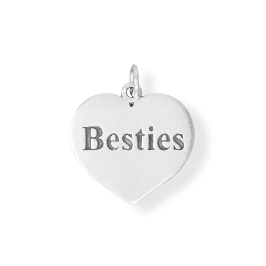Oxidized "Besties" Heart Charm