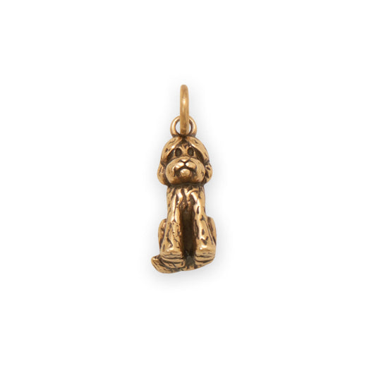 Silver or Gold 3D Sitting Labradoodle Charm