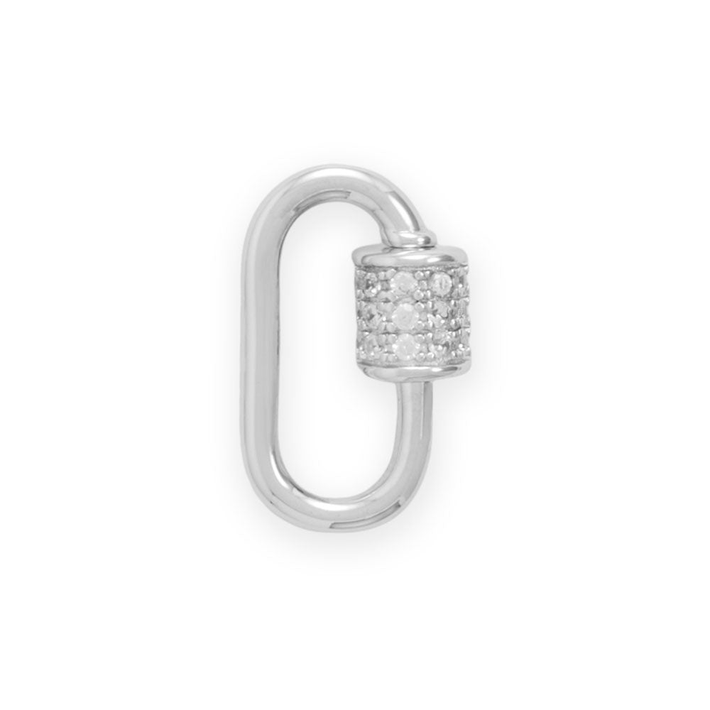 Rhodium Plated CZ Carabiner Adapter Component