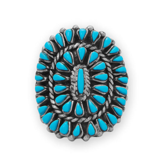 Handmade Oxidized Sunburst Turquoise Ring