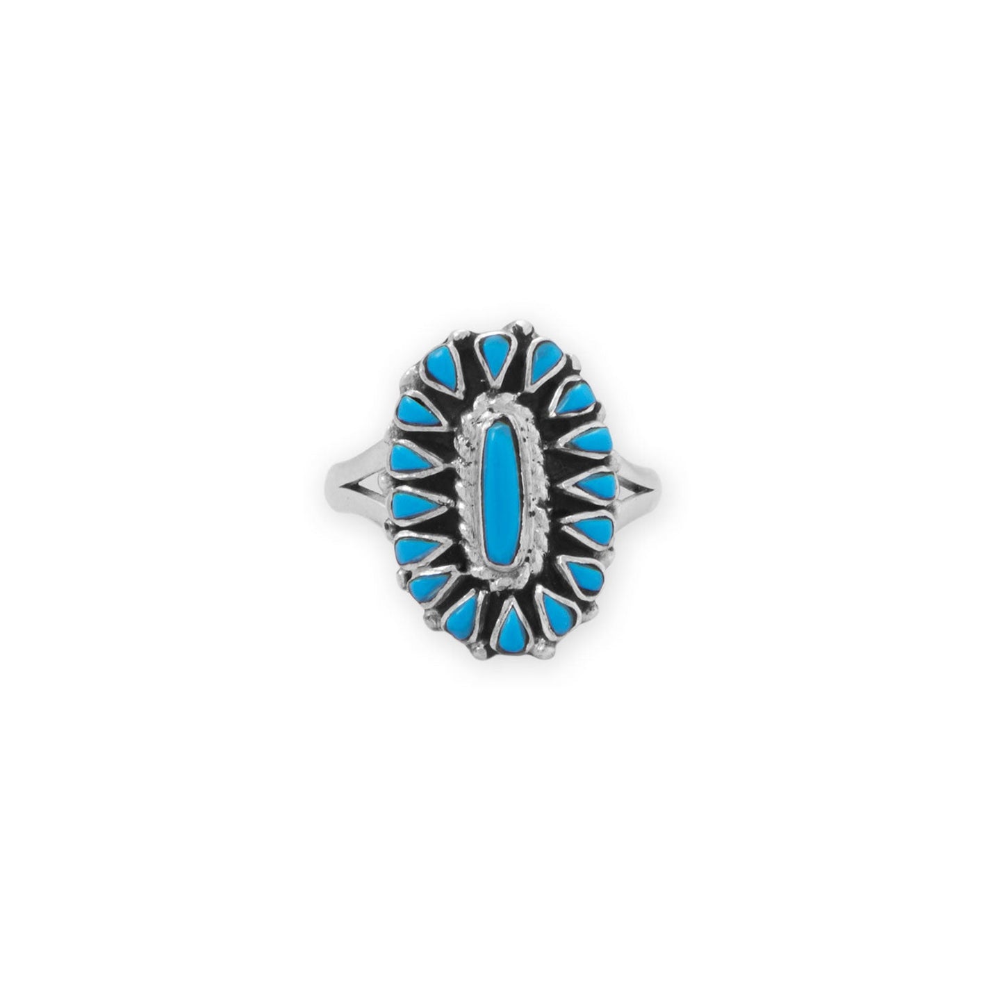 Oxidized Blossoming Turquoise Ring