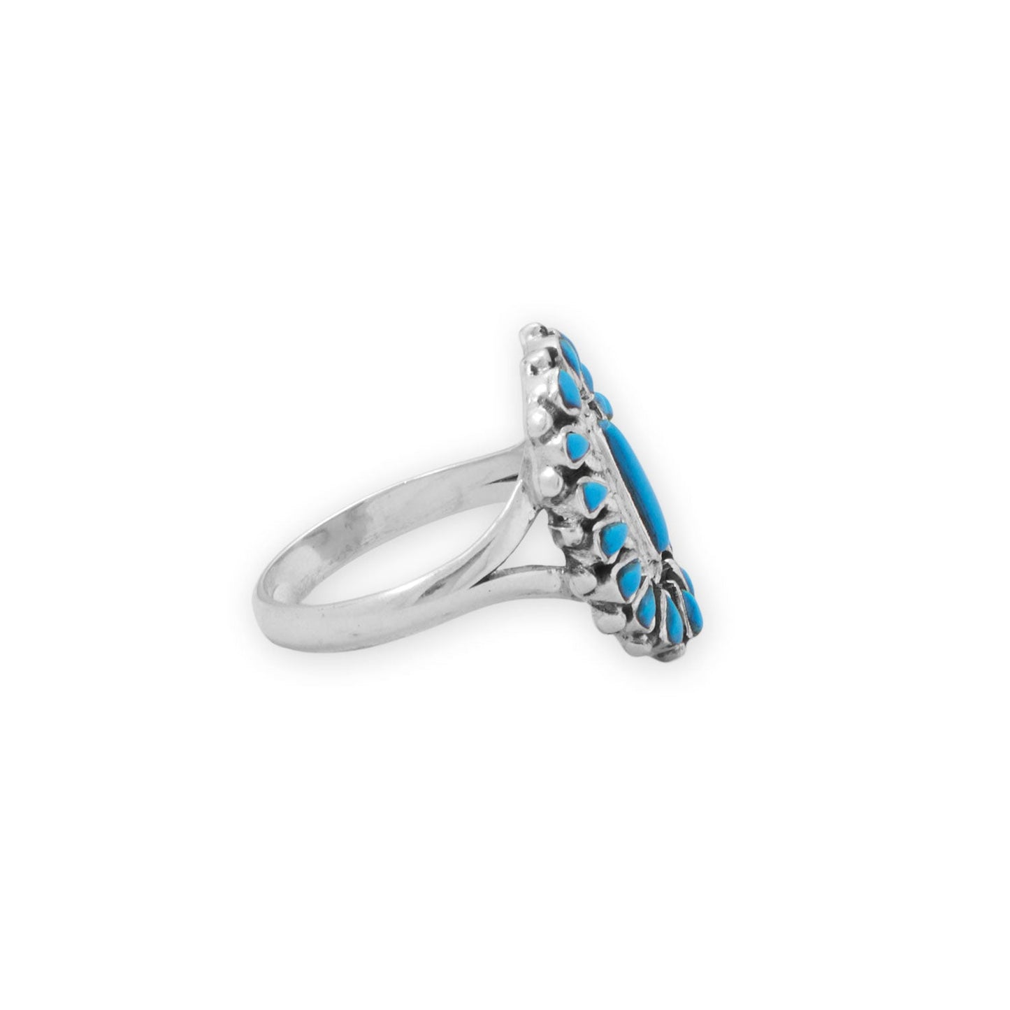 Oxidized Blossoming Turquoise Ring