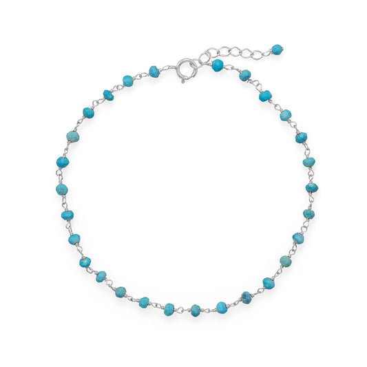 Blue Sea! 9.5" + 1" Turquoise Bead Anklet