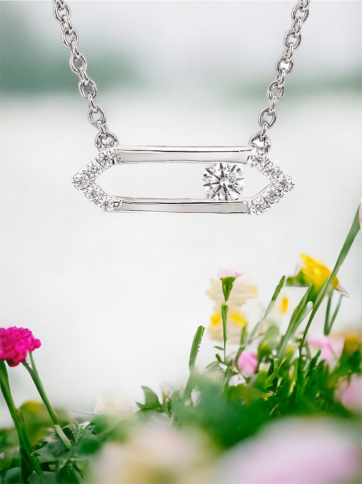 Quinn - Rolling Diamond White Gold Pendant