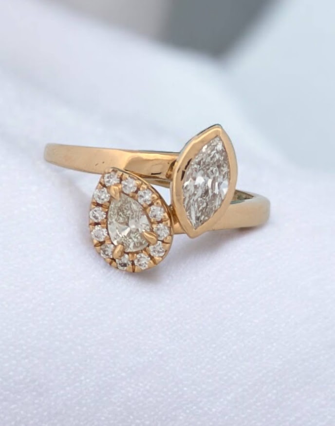 Stephanie | Elegant 14k Yellow Gold Ring with .71 CTW Diamonds, Exquisite Engagement or Statement Ring, Size 9, Luxurious Fine Jewelry Gift