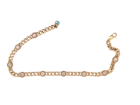 Brooke – 14K Yellow Gold Cuban Link Bracelet with Bezel-Set Natural Diamonds (0.75 CTW)