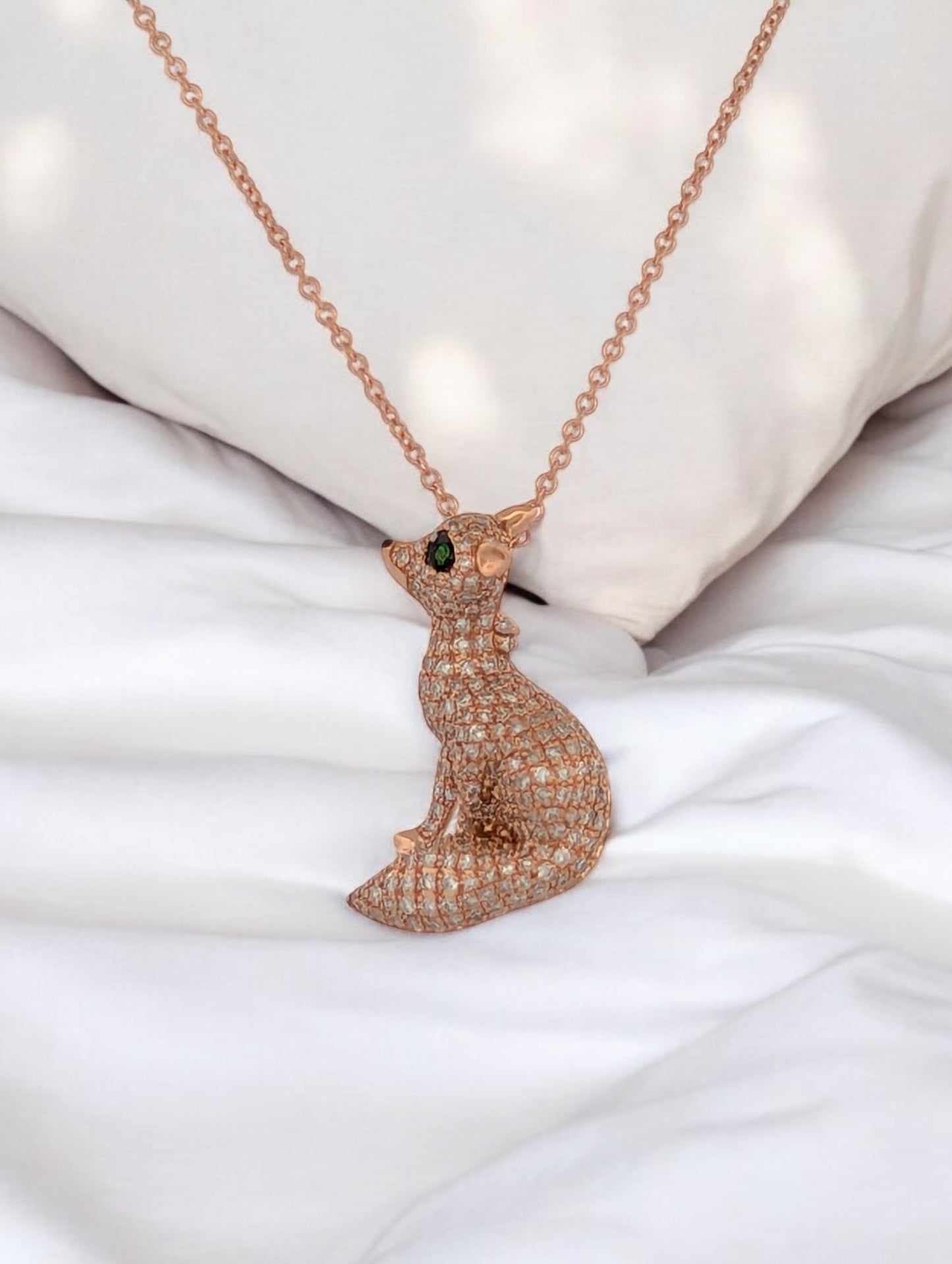Forest Necklace | 14k Rose Gold Tsavorite & Diamond Necklace | Luxurious Jewelry Gift for Her