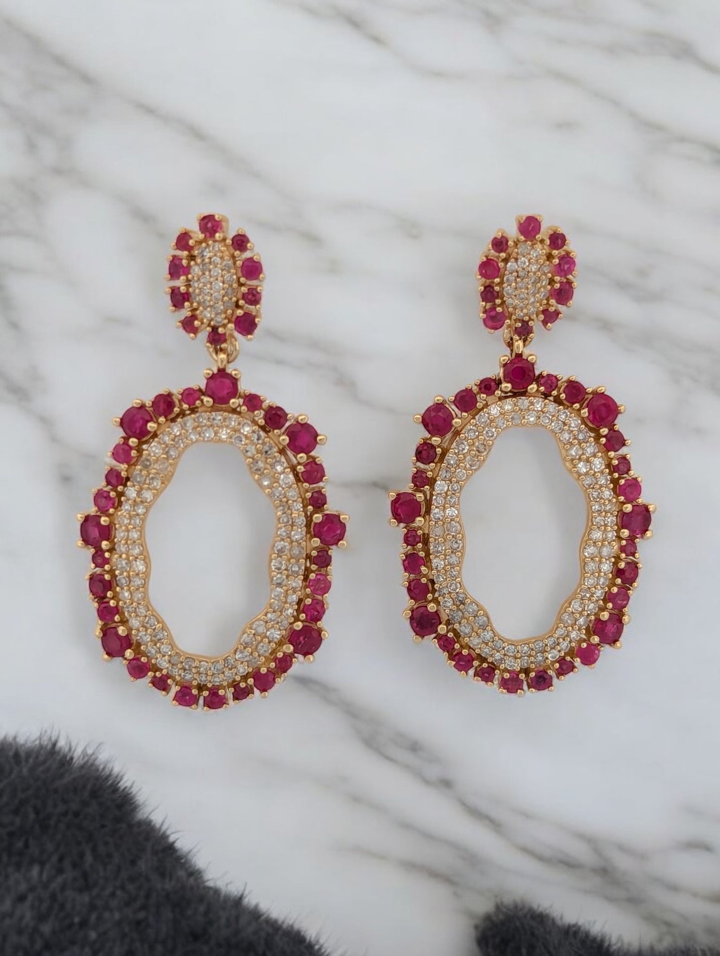 Sorrel Ruby & Diamond Earrings 14K Yellow Gold, 2.86ct Ruby Gemstone Earrings, Elegant Fine Jewelry, Luxury Gift for Her