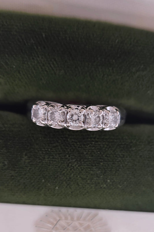 14K White Gold Blue Ridge Natural Diamond Band | Size 6.25