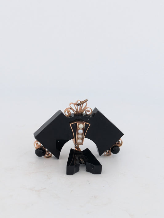 Kylie – Antique Victorian Mourning Pin with Seed Pearls