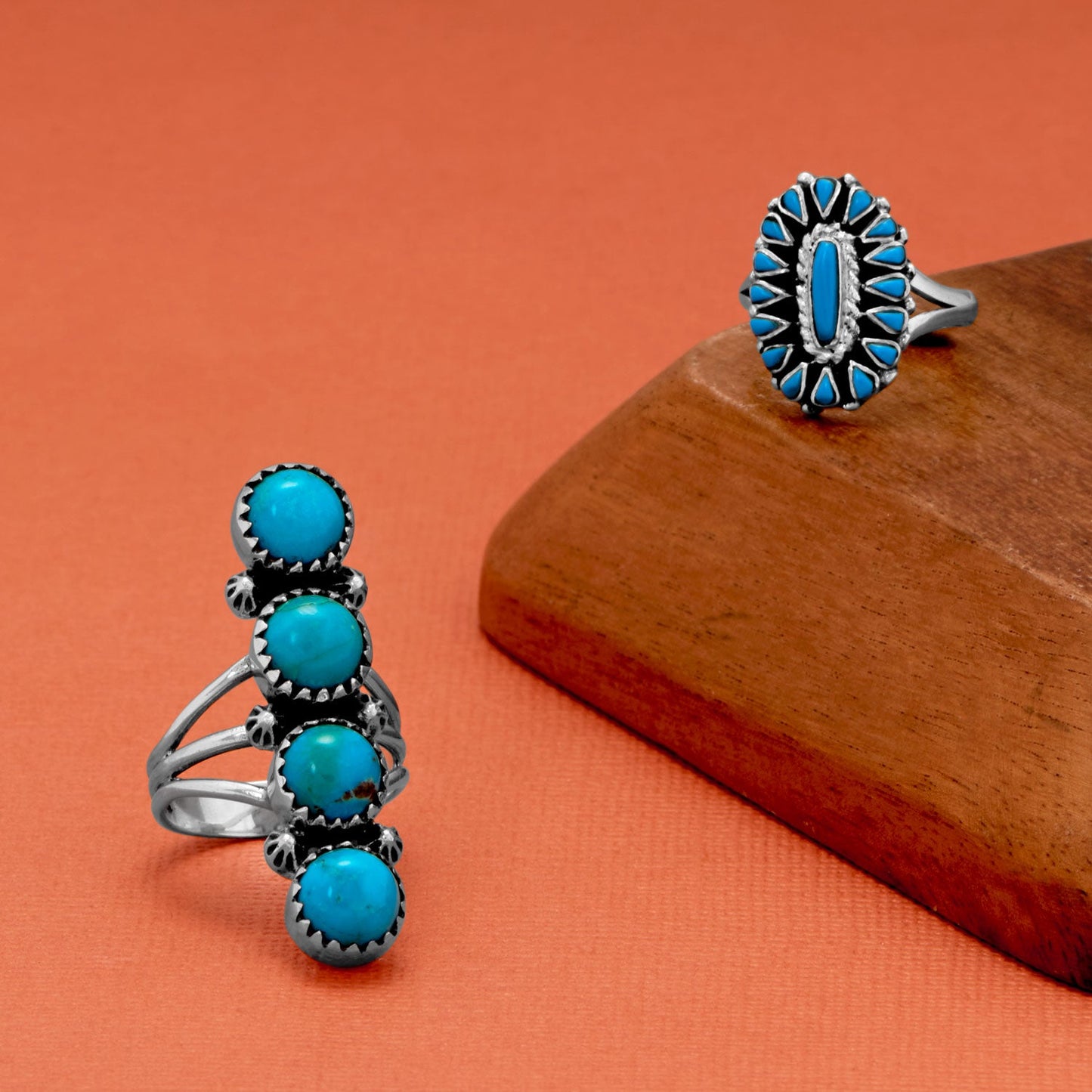 Oxidized Blossoming Turquoise Ring
