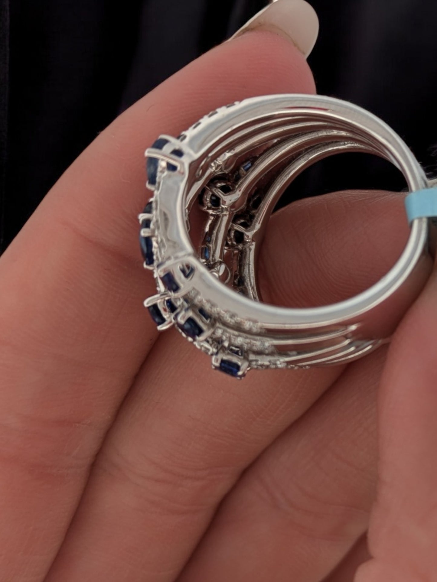 Yasmin | 18k White Gold Ring with 3.55 CTW Sapphires and Diamonds, Elegant Fine Jewelry Gift, Unique Gemstone Ring, Size 6