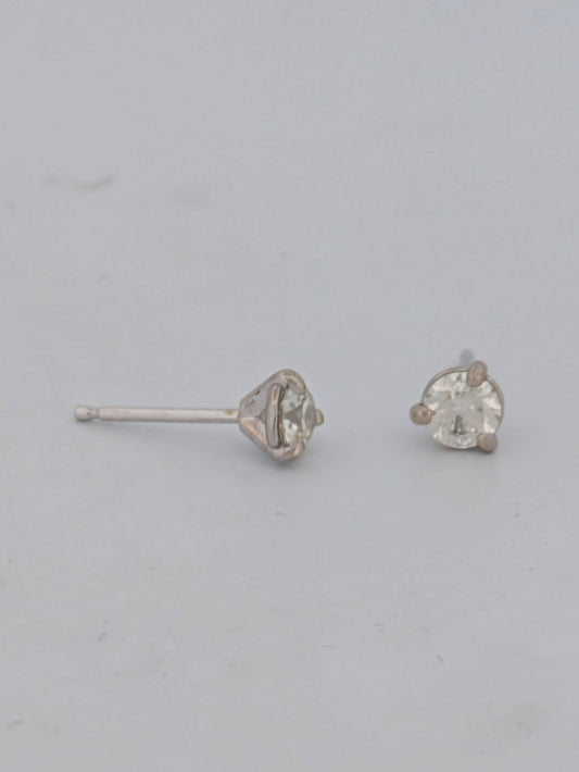 Annabelle .40 Ctw Natural Diamond Stud Earrings| 14k White Gold Martini Style Mountings| 3 Prong Earrings