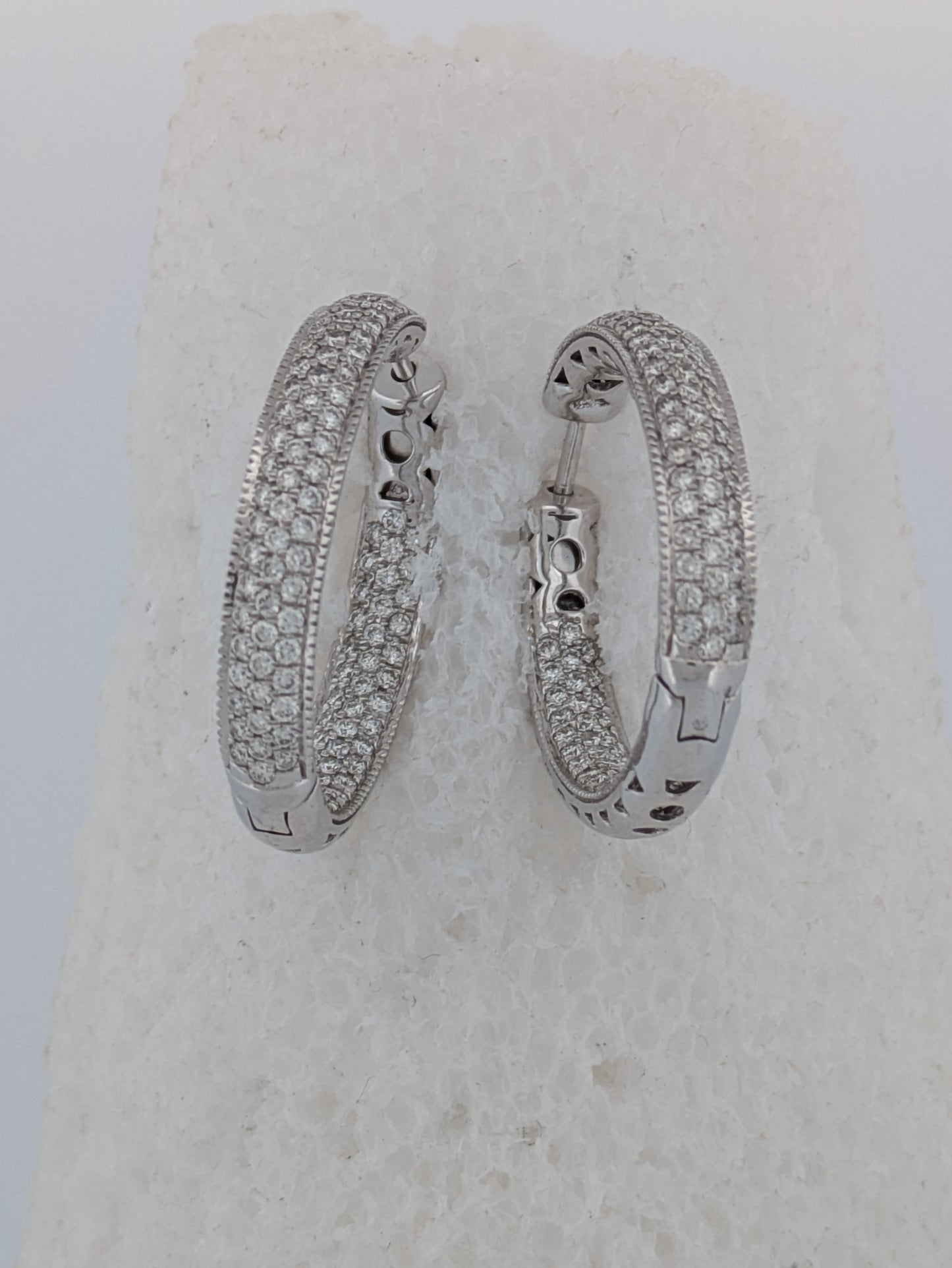 Alice | 5 Carat Diamond In and Out Hoops Earrings | Diamond Paved Large Hoop Earrings | Luxurious Diamond Hoop Earrings for Elegant Style