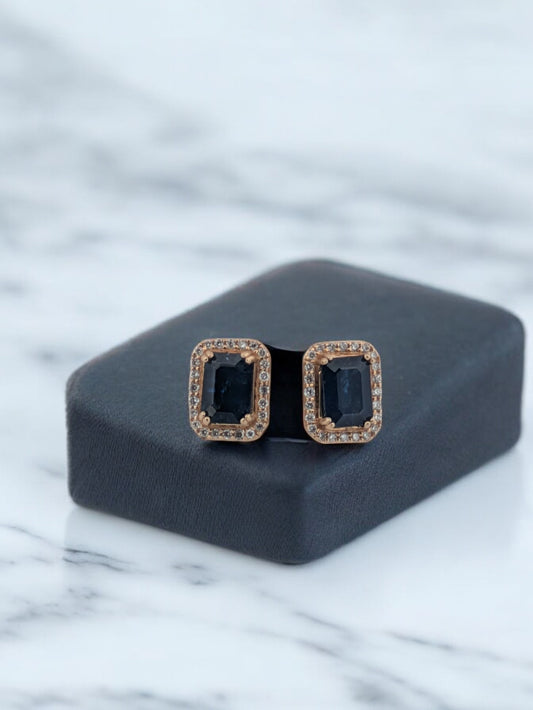 Madison | 14k Yellow Gold Earrings with 2.18 Ct Emerald Cut Natural Sapphires & .20 Ct Diamonds - Luxurious Statement Jewelry