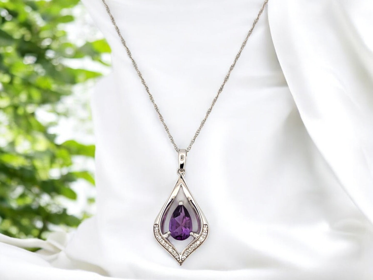Seven Necklace | 10k White Gold Diamond & Sapphire Necklace | Dainty Jewelry Gift for Her