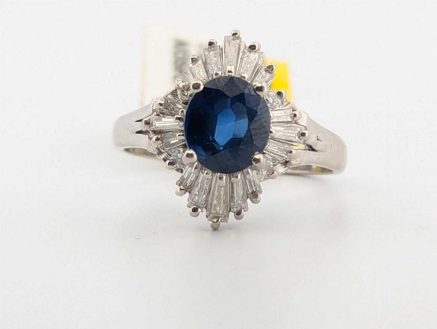 Zayne | Platinum Ring with AIG Certified 1.57ct Royal Blue Sapphire and 0.59ct Diamonds, Elegant Sapphire Engagement Ring, Size 6