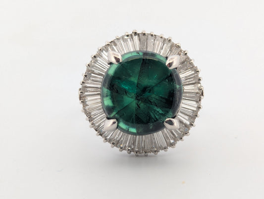 Finna | Platinum Ring with 6.57ct Trapiche Emerald and 2.10ct Natural Diamonds, Luxury Green Gemstone Ring, Fine Jewelry Gift, Size 6