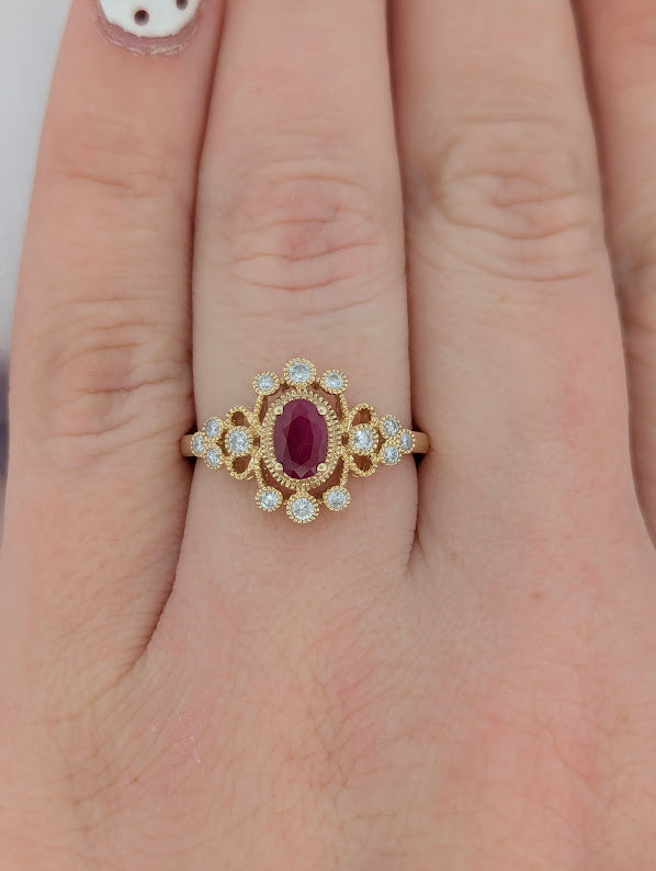 Rosemary | 10k Yellow Gold | Ruby | Diamond | Ring
