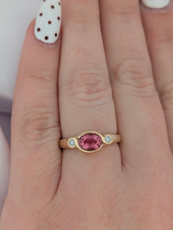 Katie | 14k Yellow Gold | Pink Tourmaline | Diamond | Ring