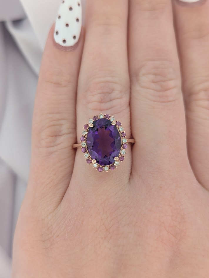 Laura | 14k Rose Gold | Amethyst | Diamond | Ring