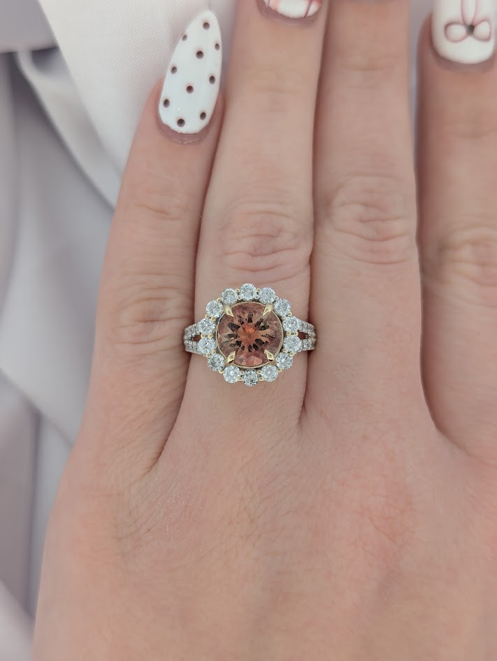 Sandy | 14K Yellow Gold | Sunstone | Diamonds | Ring