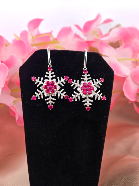 Kia | 18k White Gold | Ruby & Natural Diamond | Earrings