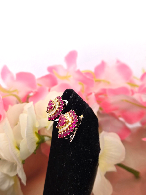 Shauna | 18k Yellow Gold | Ruby & Natural Diamond | Earrings