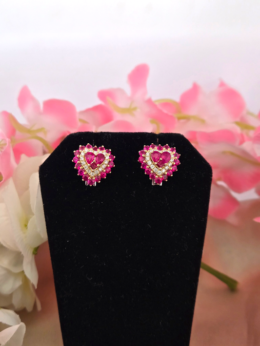 Shauna | 18k Yellow Gold | Ruby & Natural Diamond | Earrings