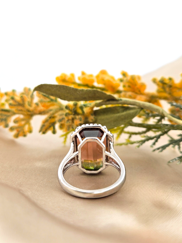 Cassandra | 14K White Gold | Tourmaline & Natural Diamonds | Ring