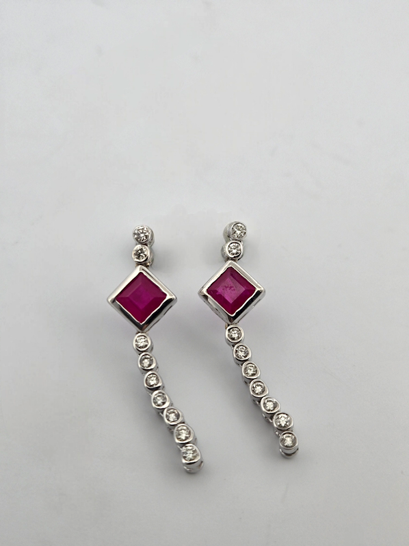 Penny | 14k White Gold | Ruby & Diamond | Earrings