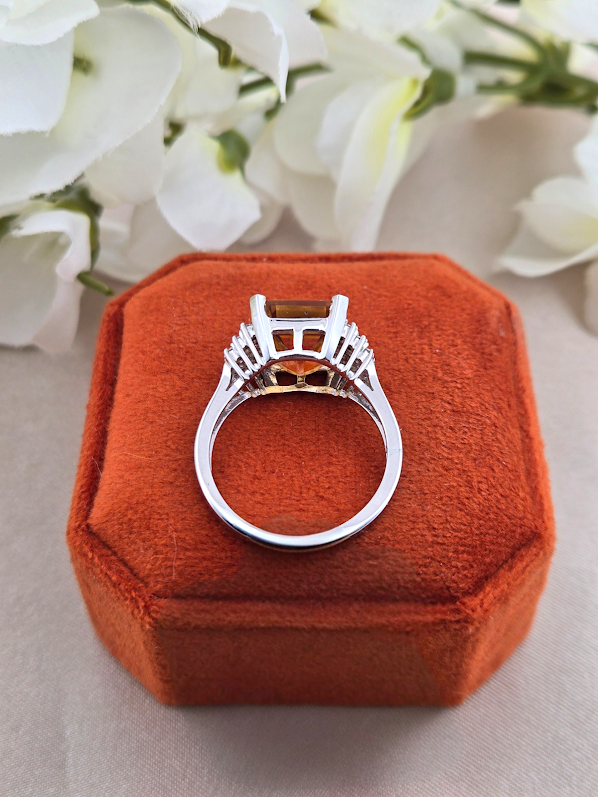 Ana | 14k White Gold | Citrine & Natural Diamond | Ring