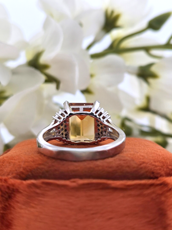 Ana | 14k White Gold | Citrine & Natural Diamond | Ring
