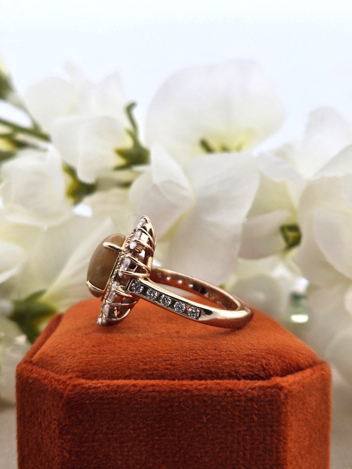 Holly | 14k Yellow Gold | Opal & Lab Diamond | Ring