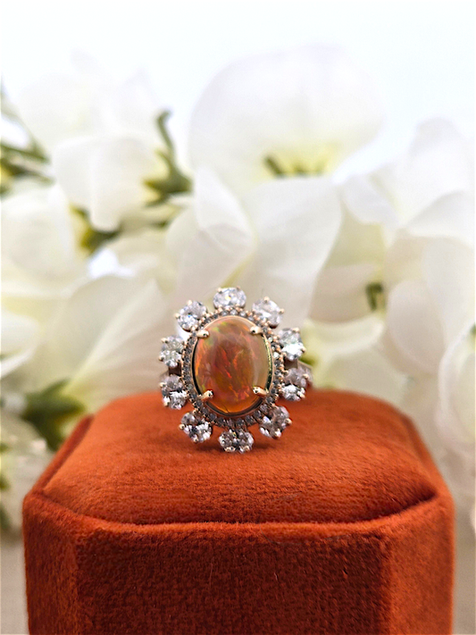 Holly | 14k Yellow Gold | Opal & Lab Diamond | Ring