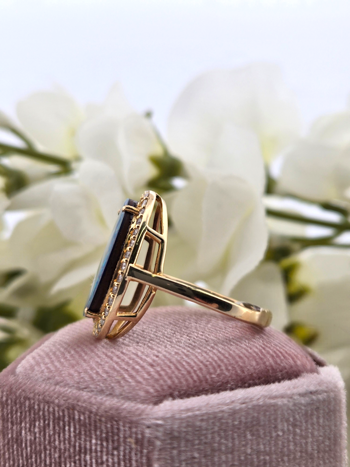 Ariya | 14k Yellow Gold | Opal & Natural Diamond | Ring