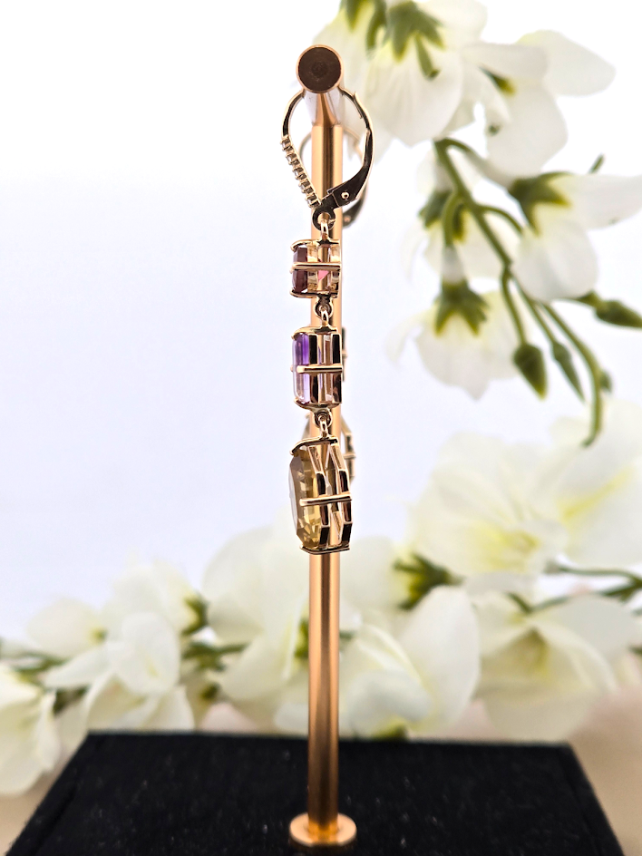 Amari | 14k Yellow Gold | Citrine, Tourmaline, & Ametrine | Earrings