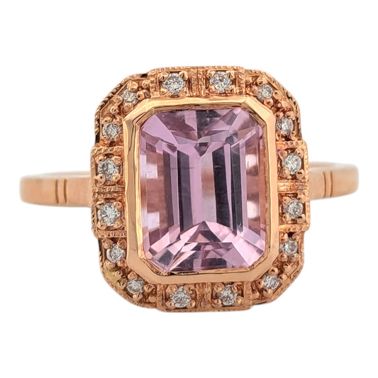 Patience | Estate | 18K Rose Gold | Kunzite and Diamond | Ring